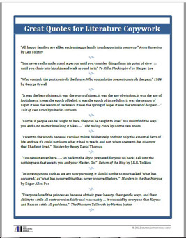 Copywork printable with great quotes from literature