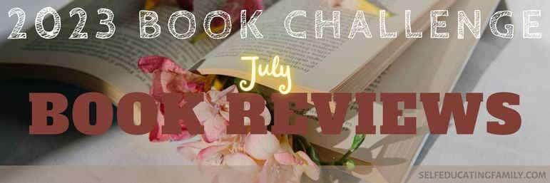 open book with flowers and text book reviews july