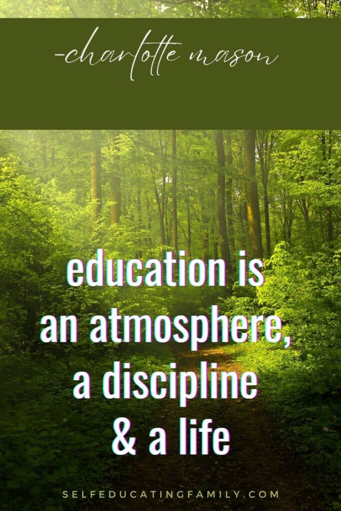 light shining on forest with quote education is an atmosphere