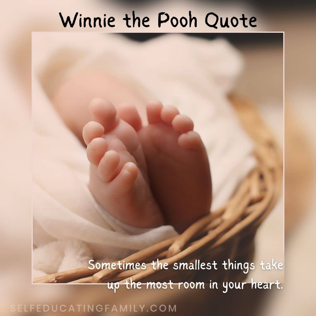 baby feet with winnie the pooh quote