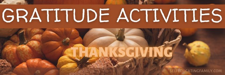 pumpkins in basket with words gratitude activities