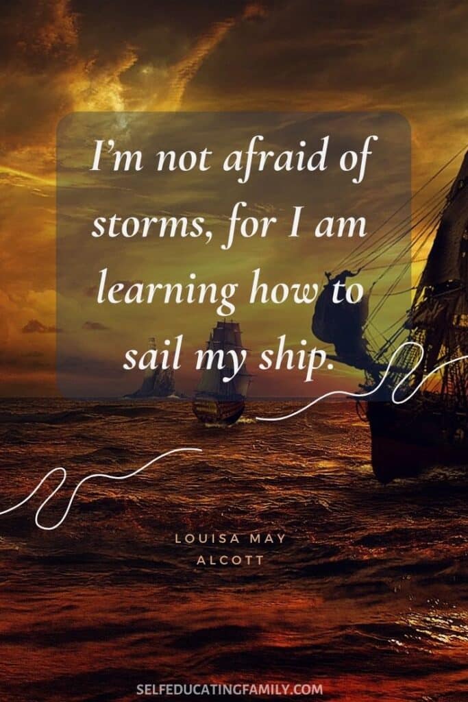sailing ships in twilight with louisa may alcott quote