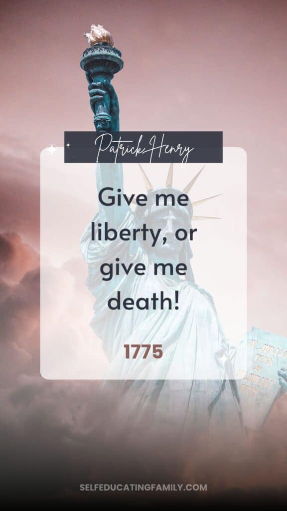 statue of liberty with patrick henry quote