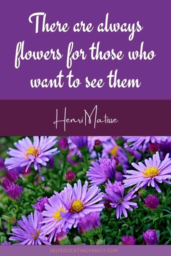 flowers with matisse quote