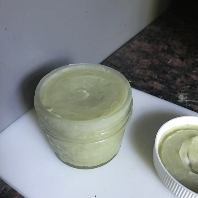 pale green jar of hand salve