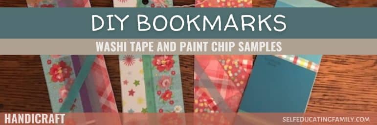 colorful bookmarks made of washi tape and paint chip samples