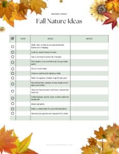 Fall Nature Ideas checklist thumbnail