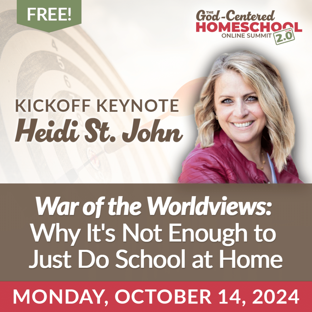 heidi st.john with title of her keynote speech at the homeschool online summit