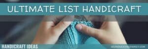 young hands knitting teal colored wool