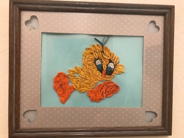 framed quilling of tweety bird