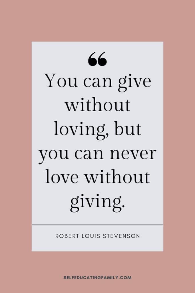 framed quote on giving by stevenson