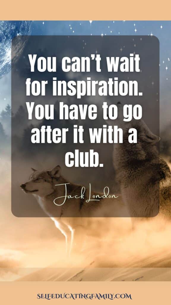 wolf background with jack london quote on writing