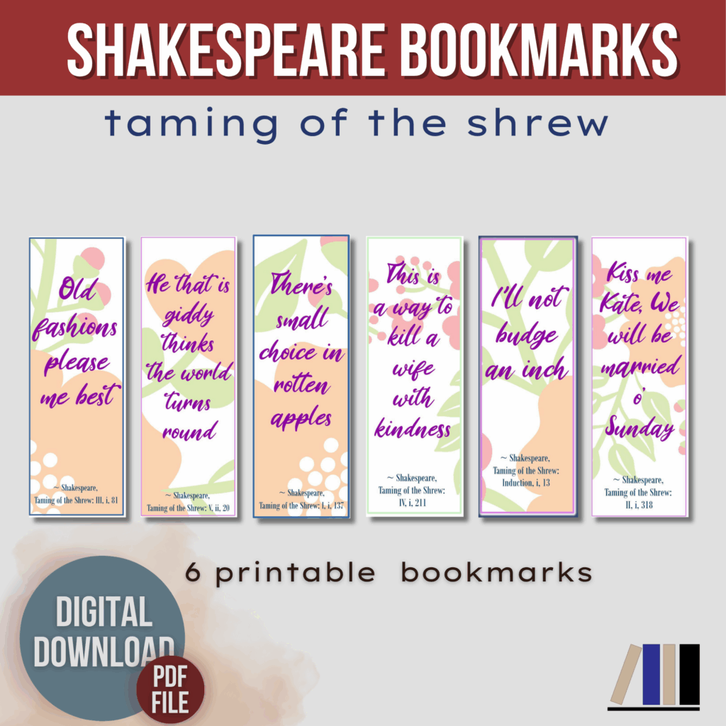 Shop page showing Shakespeare Sonnets Bookmarks