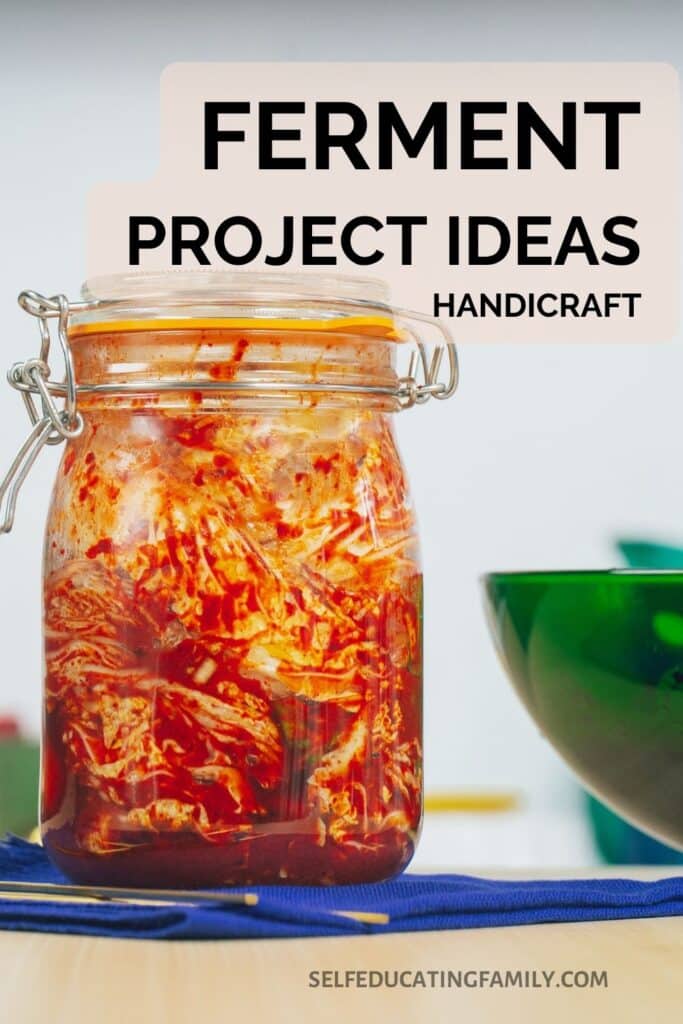 jar of lacto-fermented kimchi vegetables spices and cabbage with green bowl