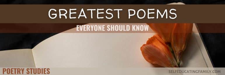 open notebook with flower buds and text overlay Greatest poems