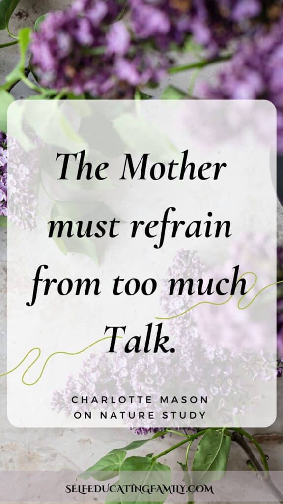 charlotte mason nature study quote on field of lilacs