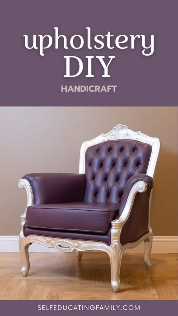 upholstered chair with wood accents