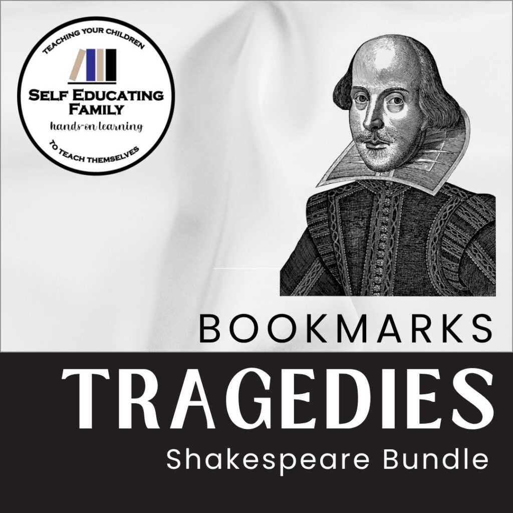 black and white line drawing of Shakespeare
