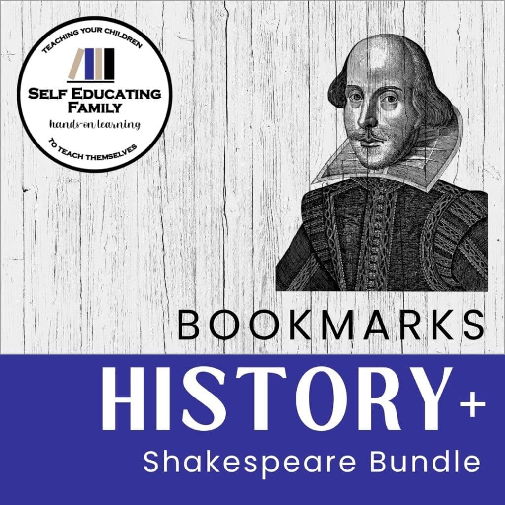 black and white line drawing of Shakespeare